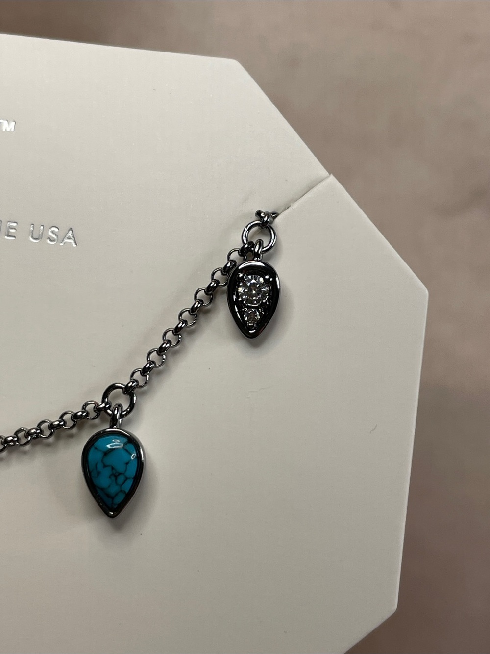 Bomb Party "Necked Out And Loving It" Turquoise on Hematite $168 MSRP - Picture 3 of 5